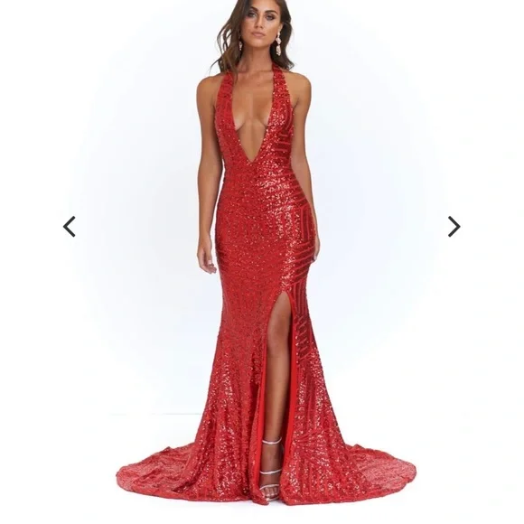 strapless open back dress Primavera Couture 3792 Red Prom Dress Size 000, 0 Sequin 000 / Red
